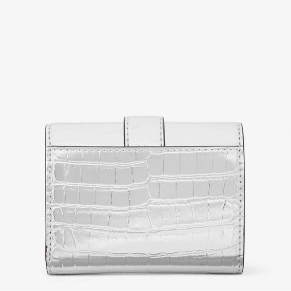 Michael Kors : Silver Metallic Crocodile Embossed Tri-Fold Envelope Wallet | NWT - Picture 6 of 6